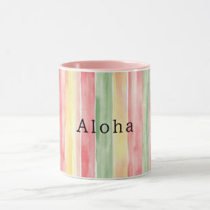 Gelb Pink Mint Streifen Aloha Tasse