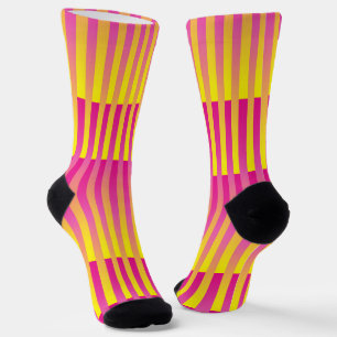 Gelb Pink Orange Gestreiftes Muster Socken