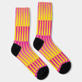 Gelb Pink Orange Gestreiftes Muster Socken (Rechts)