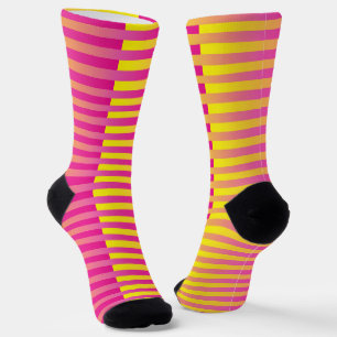 Gelb Pink Orange Gestreiftes Muster Socken