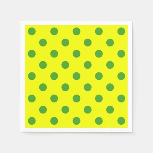 Gelb Polka Dots Design grün Serviette (Vorderseite)
