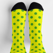 Gelb Polka Dots Design grün Socken (Oben)