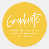 Gelb | Preppy Script-Abschluss Runder Aufkleber (Vorderseite)