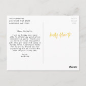 Gelb | Preppy Script Foto Abschluss Vielen Dank Postkarte (Rückseite)