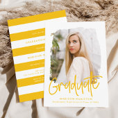 Gelb | Preppy Script Foto Graduation Party Einladung