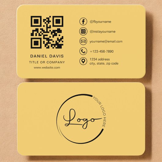 Gelb professioneller Logo-QR-Code Visitenkarte