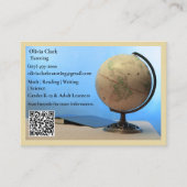 Gelb QR-Code-Tutor-Lehrer-Globus-Buch-Klassenzimme Visitenkarte (Vorderseite)