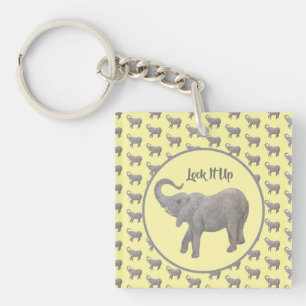 Gelb Quadrate Baby Elefant Schlüsselanhänger