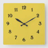 Gelb Quadratische Wanduhr (Vorderseite)