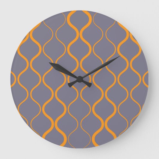 Gelb, Retro, coole trendige, kurvige, gewellte Ill Große Wanduhr (Vorderseite)