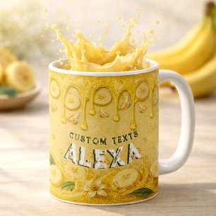 Gelb Retro-Party-Bananen-Frucht-Thema Personalisie Kaffeetasse