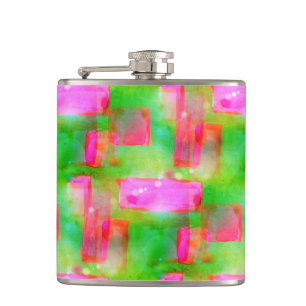 Gelb, rosa, abstrakt gestrichen, hell flachmann