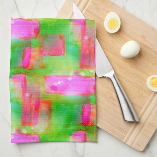 Gelb, rosa, abstrakt gestrichen, hell geschirrtuch (Viertel Falte)