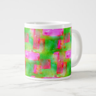 Gelb, rosa, abstrakt gestrichen, hell Jumbo-Tasse