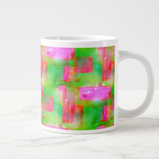 Gelb, rosa, abstrakt gestrichen, hell Jumbo-Tasse (Rechts)