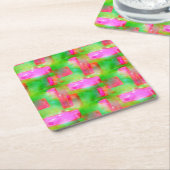 Gelb, rosa, abstrakt gestrichen, hell rechteckiger pappuntersetzer (angewinkelt)