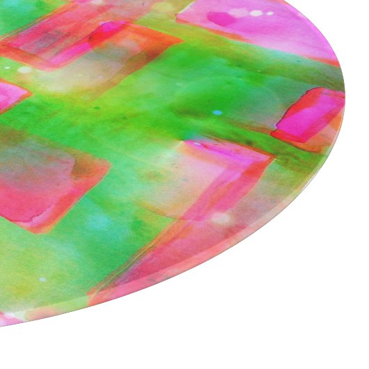 Gelb, rosa, abstrakt gestrichen, hell schneidebrett (Ecke)