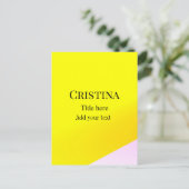 Gelb rosa abstraktes Namensstatuszeichen Postkarte (Stehend Vorderseite)