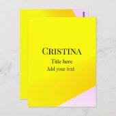 Gelb rosa abstraktes Namensstatuszeichen Postkarte (Vorne/Hinten)
