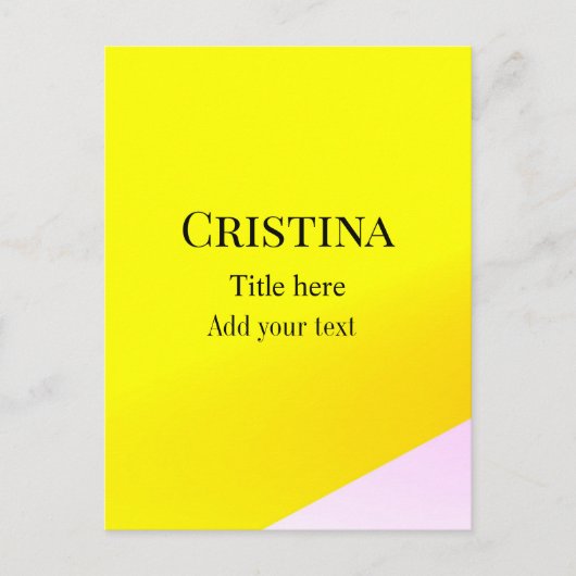 Gelb rosa abstraktes Namensstatuszeichen Postkarte (Vorderseite)