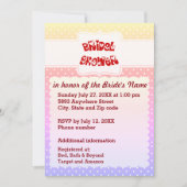 Gelb, rosa, blau und weiß Polka Dosen Herzdusche Einladung (Vorderseite)