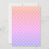 Gelb, rosa, blau und weiß Polka Dosen Herzdusche Einladung (Rückseite)