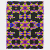 Gelb, rosa blauer Lotus in schwarzem Fleece Blanke (Vorderseite)
