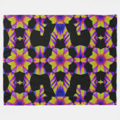 Gelb, rosa blauer Lotus in schwarzem Fleece Blanke (Vorderseite (Horizontal))