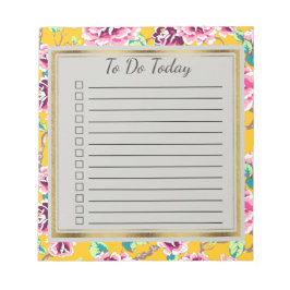 Gelb rosa Blume Gold für Notepad Notizblock