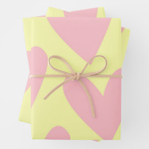 Gelb Rosa Cute Einfaches Herz Y2K-Muster  Geschenkpapier Set
