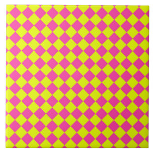 Gelb Rosa Diamant-Schachbrettmuster Fliese
