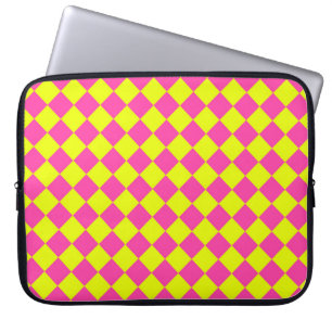 Gelb Rosa Diamant-Schachbrettmuster Laptopschutzhülle