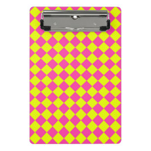 Gelb Rosa Diamant-Schachbrettmuster Mini Klemmbrett