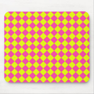 Gelb Rosa Diamant-Schachbrettmuster Mousepad