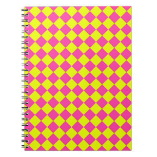 Gelb Rosa Diamant-Schachbrettmuster Notizblock
