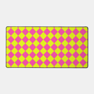 Gelb Rosa Diamant Schachbrettmuster Schreibtischunterlage