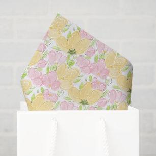 Gelb Rosa Floral Seidenpapier