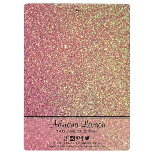 Gelb-Rosa-funkelnder Glitzer Klemmbrett (Rückseite)