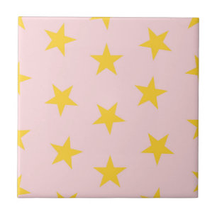 Gelb Rosa geometrisches Sterne-Muster Fliese