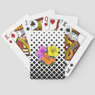 Gelb rosa orange Blume Schwarz-weiß Graphic Spielkarten