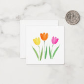 Gelb, rosa, orangefarbene Tulip-Stiele Mitteilungskarte (Vorderseite/Rückseite Beispiel)