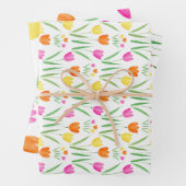 Gelb, rosa, orangefarbene Tulpenmuster Geschenkpapier Set (Beispiel)