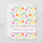 Gelb, rosa, orangefarbene Tulpenmuster Mitteilungskarte (Vorderseite)