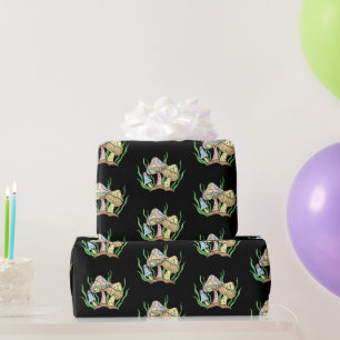 Gelb Rosa Pop-Art-Stil Retro-Pilz-Geburtstag Geschenkpapier