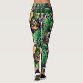 Gelb-rosa-schwarz-gelbe Muster der tropischen Blum Leggings (Rückseite)