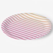 Gelb-rosa-Streifen-Papierplatte Pappteller (Schrägansicht)