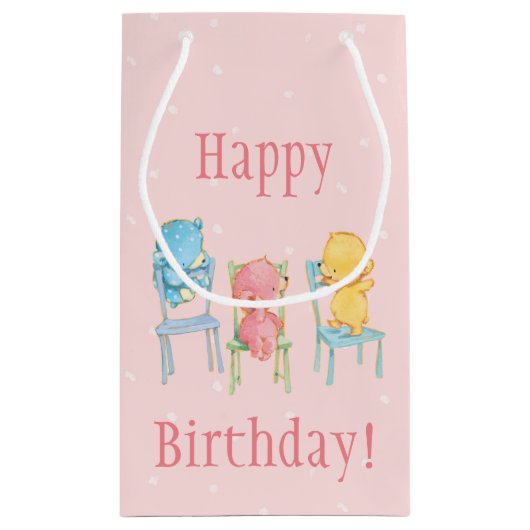 Gelb, rosa und Blau betrifft Stühle Kleine Geschenktüte (Rückseite)