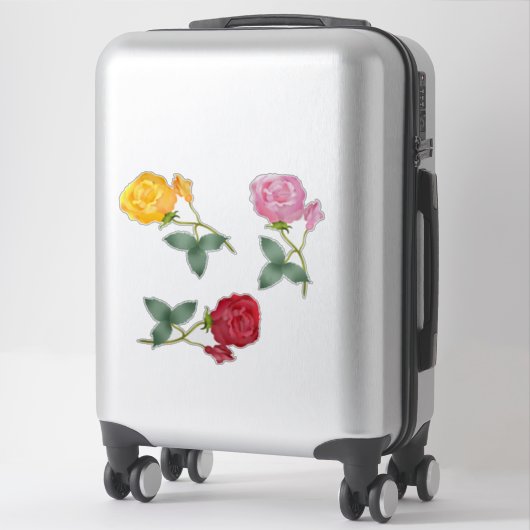 Gelb, Rosa und Rote Rosen Aufkleber (Koffer)