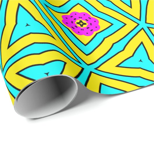 Gelb, rosa und türkisfarben, geometrisch, blau und geschenkpapier (Rolleneckpunkt)