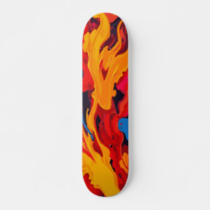 Gelb-Rot-Blau-Feuer-Flamme-Abstrakte Kunst Skateboard